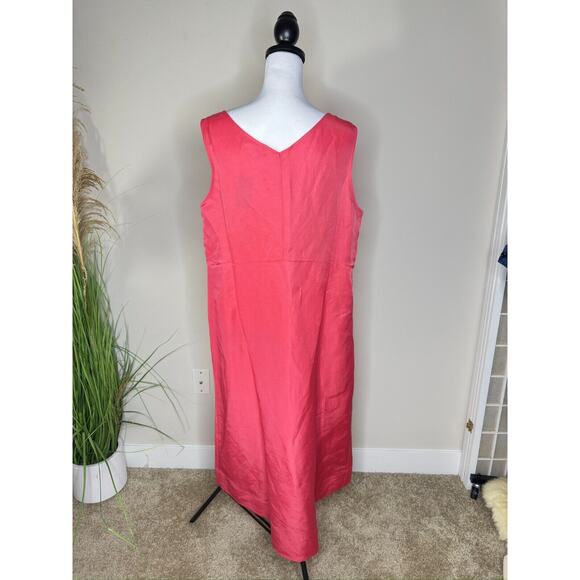 J. Jill Dress NWT Women XL Strawberry Red Pink Midi Tank Linen Shift Sleeveless - Picture 7 of 10